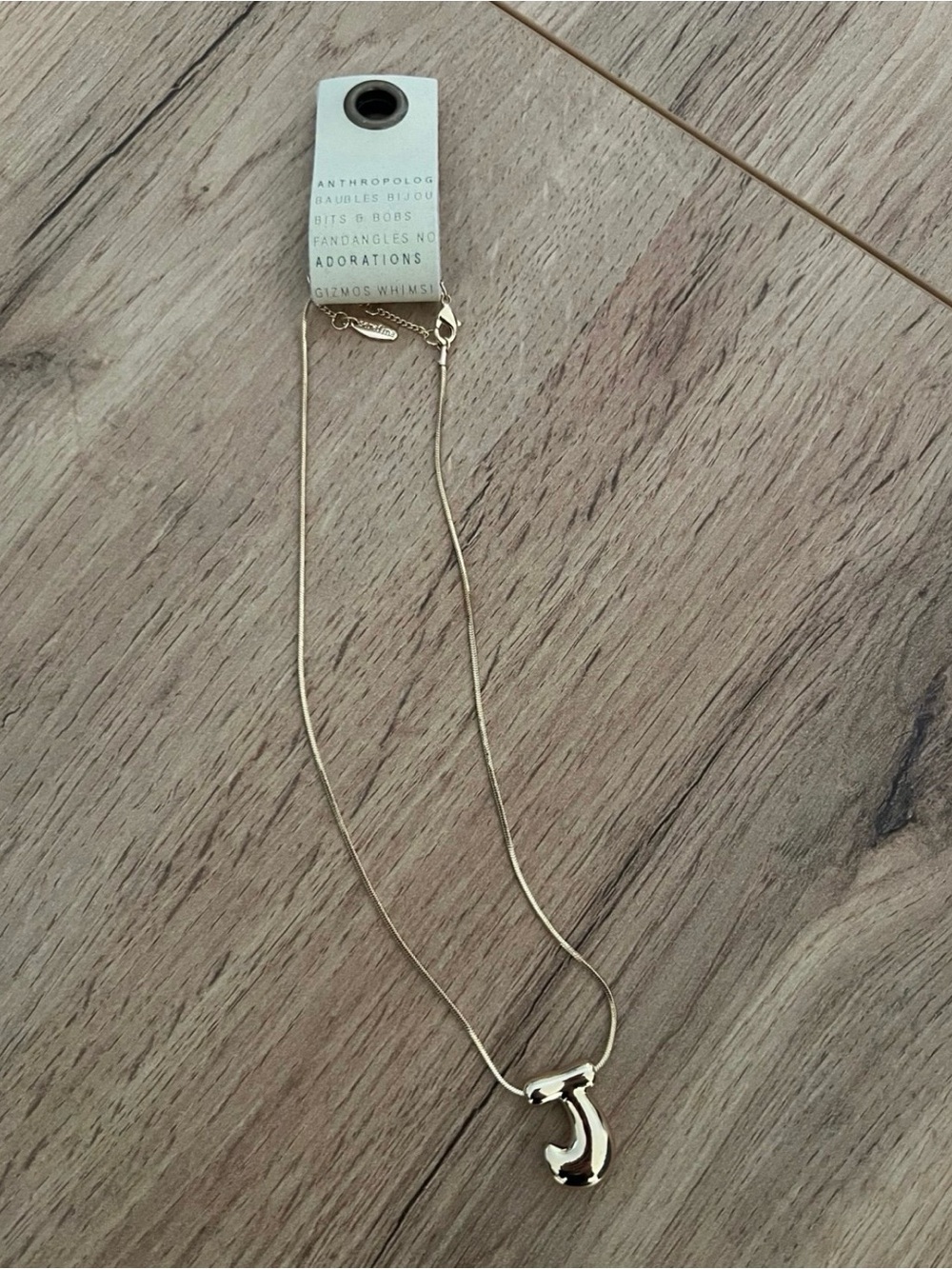 Anthropologie Gold Initial J Pendant Necklace